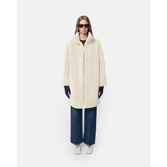 Apparis Faux Fur High Neck Coat Small White - Picture 1 of 6
